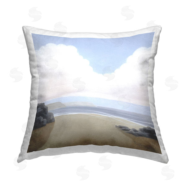 stupell industries Melissa Wang | Fluffy Clouds Over Beach Printed Throw Pillow