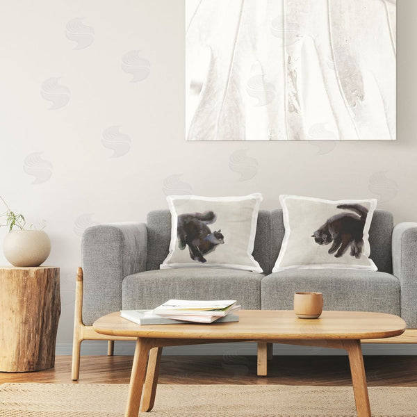 Stupell Industries Melissa Wang | Fuzzy Black Cats On Beige Printed Throw Pillow Set