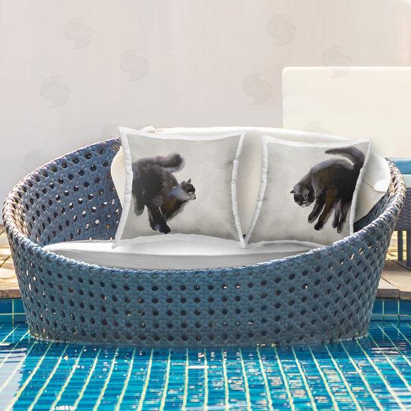 Stupell Industries Melissa Wang | Fuzzy Black Cats On Beige Printed Throw Pillow Set
