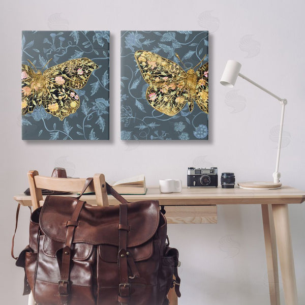 Stupell Industries Melissa Wang | Gold Winged Black Moth Floral Wall Art