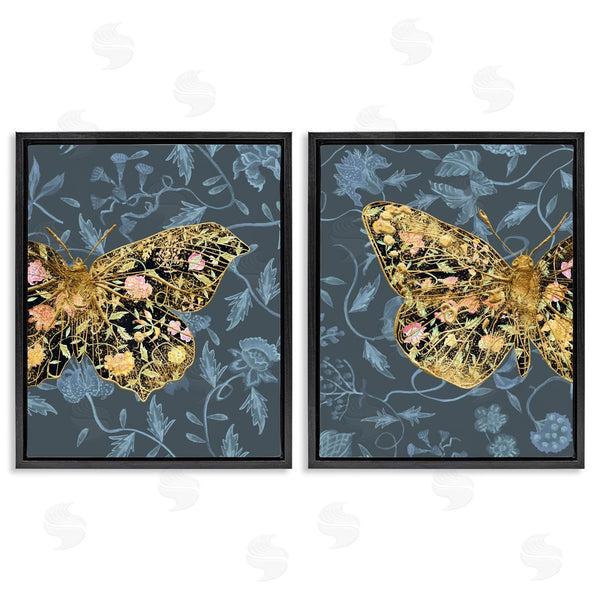 Stupell Industries Melissa Wang | Gold Winged Black Moth Floral Wall Art