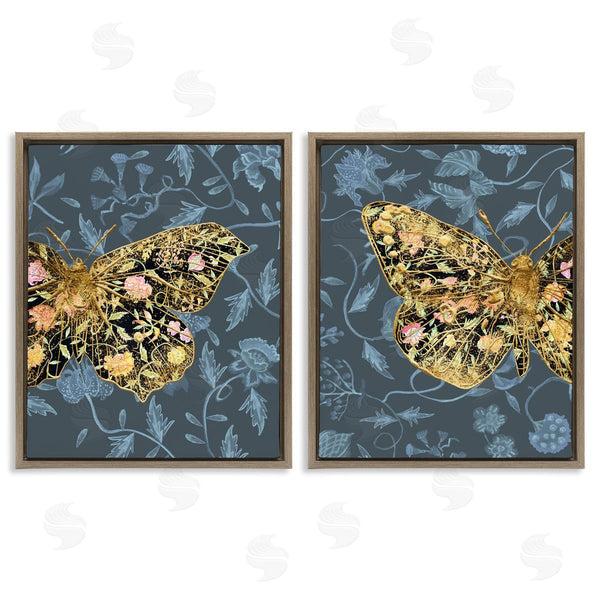 Stupell Industries Melissa Wang | Gold Winged Black Moth Floral Wall Art