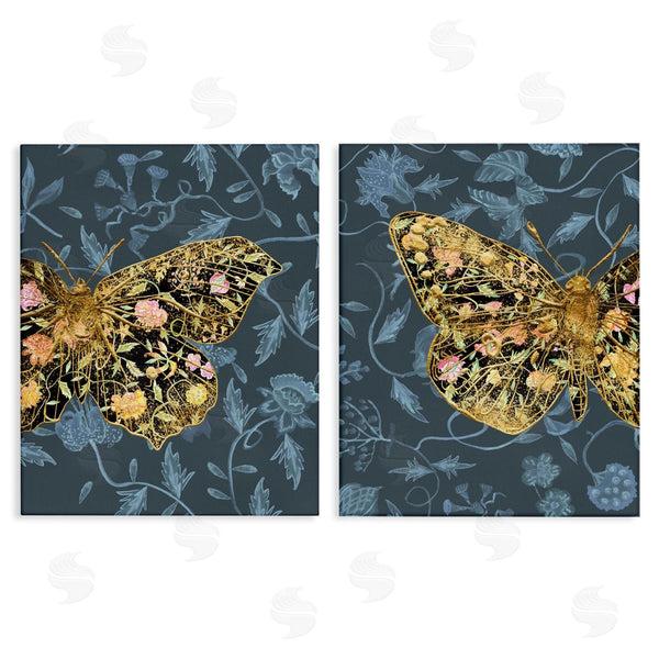 stupell industries Melissa Wang | Gold Winged Black Moth Floral Wall Art