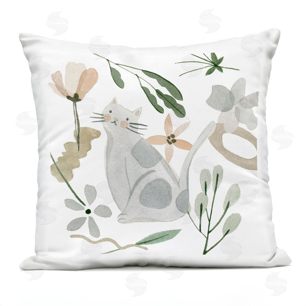 Stupell Industries Melissa Wang | Gray Cat Casual Varied Botanical Herbs Printed Throw Pillow