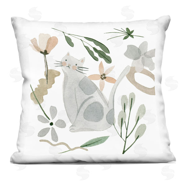stupell industries Melissa Wang | Gray Cat Casual Varied Botanical Herbs Printed Throw Pillow