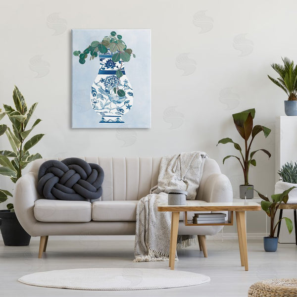 Stupell Industries Melissa Wang | Green Vine Plant Ornate Blue Bird Vase Wall Art