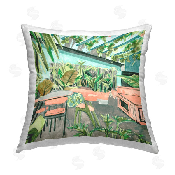 stupell industries Melissa Wang | Greenhouse Plants Café Printed Throw Pillow