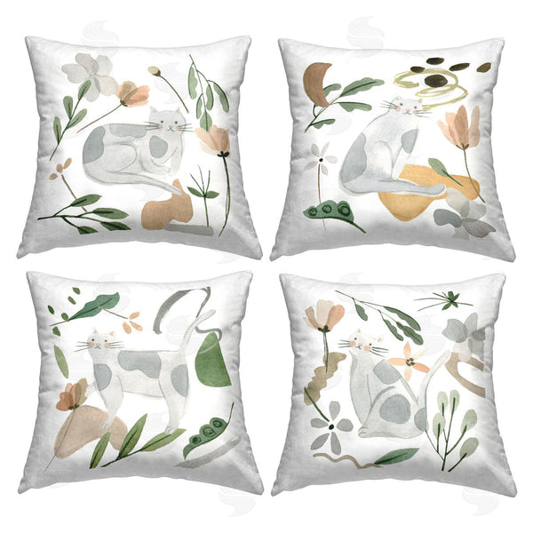 stupell industries Melissa Wang | Grey Spotted Cats Printed Throw Pillow Set