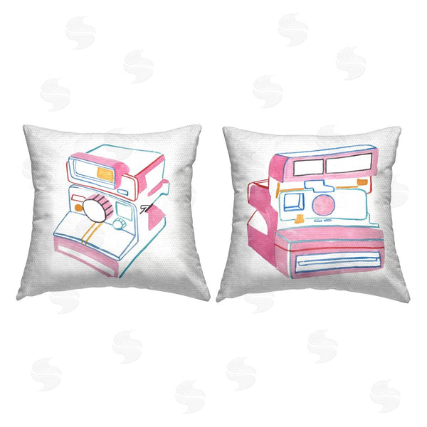 Stupell Industries Melissa Wang | Hand Drawn Vintage Camera Printed Throw Pillow Set