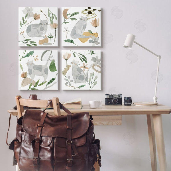 Stupell Industries Melissa Wang | Happy Cat Botanical Collage Wall Art