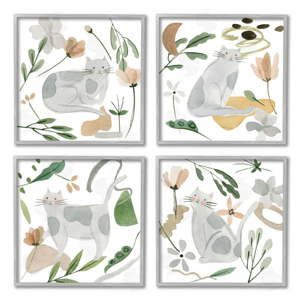 Stupell Industries Melissa Wang | Happy Cat Botanical Collage Wall Art