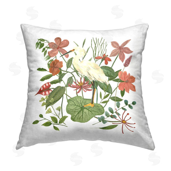 stupell industries Melissa Wang | Heron with Wild Florals Printed Throw Pillow