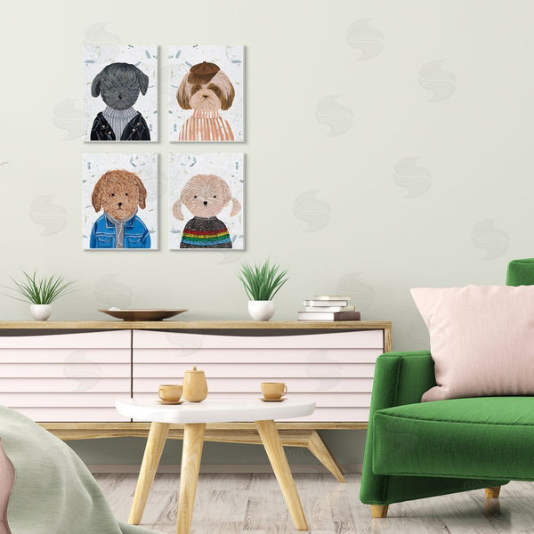 Stupell Industries Melissa Wang | Hipster Dogs Funny Animal Paintings Wall Art