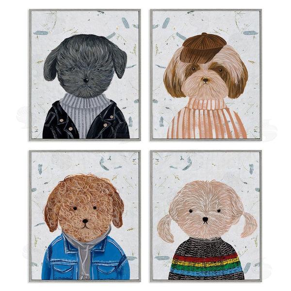 Stupell Industries Melissa Wang | Hipster Dogs Funny Animal Paintings Wall Art