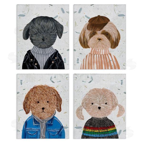 stupell industries Melissa Wang | Hipster Dogs Funny Animal Paintings Wall Art