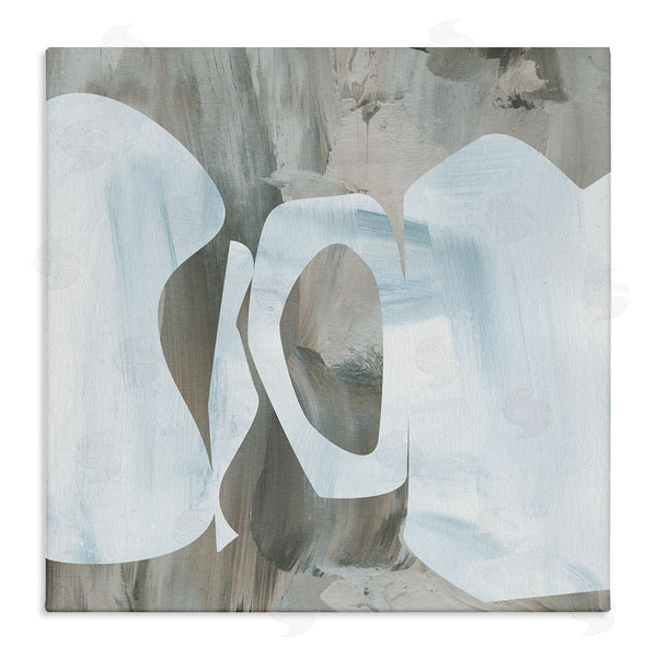 stupell industries Melissa Wang | Layered Abstract Shapes Grey Blue Brushstrokes Wall Art