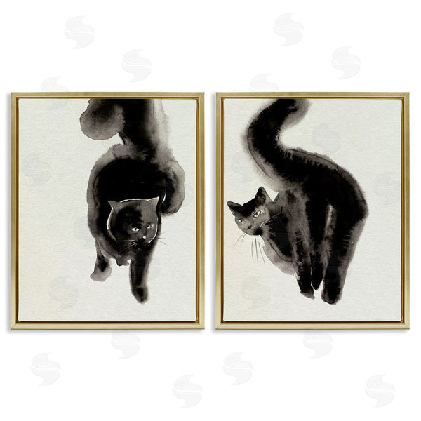 Stupell Industries Melissa Wang | Minimal Black Cats Wall Art