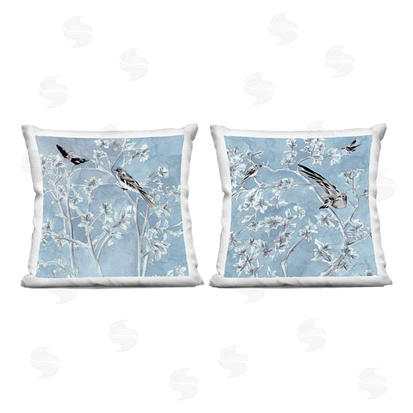 stupell industries Melissa Wang | Minted Serenity Birds over Blue Printed Throw Pillow Set