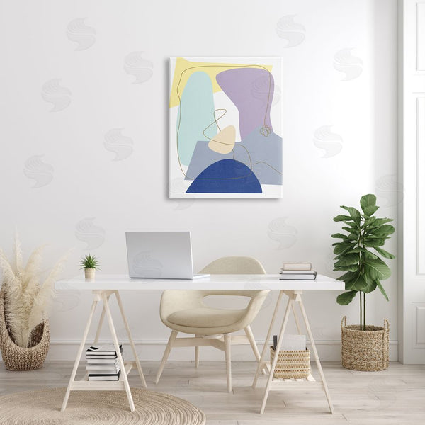 Stupell Industries Melissa Wang | Modern Contrasting Shape Abstraction Blue Purple Green Wall Art