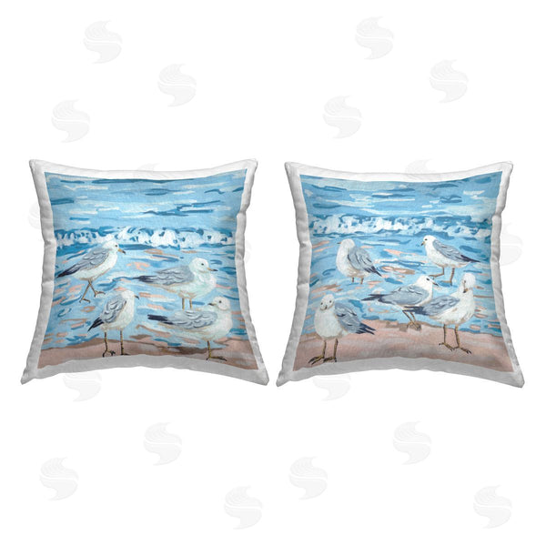 stupell industries Melissa Wang | Modern Sandpipers Beach Waves Printed Throw Pillow Set