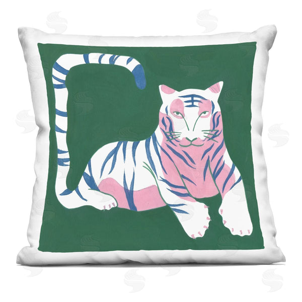 stupell industries Melissa Wang | Modern Tiger with Curved Tail Printed Throw Pillow