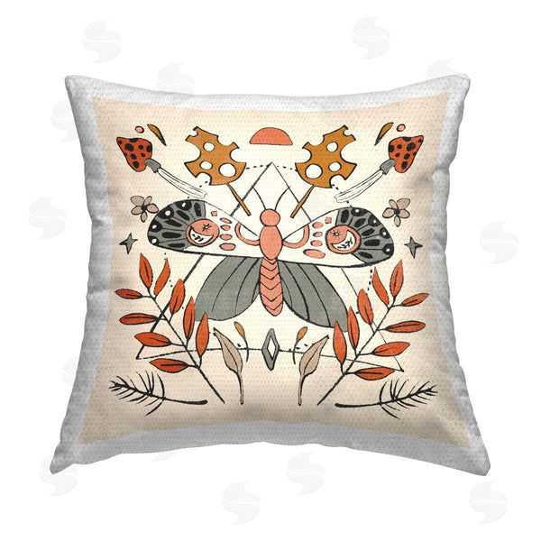 Stupell Industries Melissa Wang | Moth With Plant Leaves Printed Throw Pillow