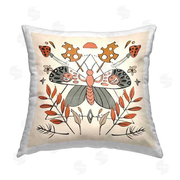 stupell industries Melissa Wang | Moth with Plant Leaves Printed Throw Pillow