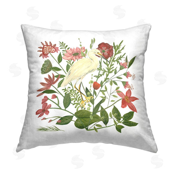stupell industries Melissa Wang | Nautical Flowers & Egret Printed Throw Pillow