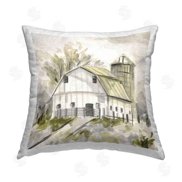 Stupell Industries Melissa Wang | Neutral Farmhouse Barn Printed Throw Pillow