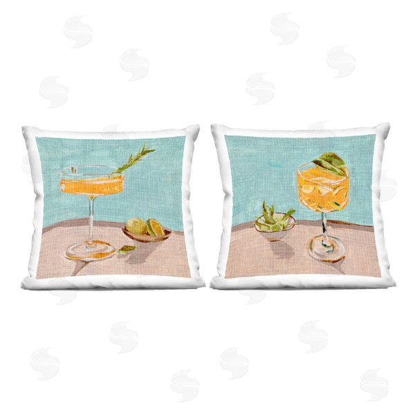 stupell industries Melissa Wang | Orange Cocktail Still Lifes Printed Throw Pillow Set