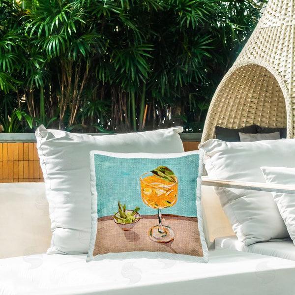 Stupell Industries Melissa Wang | Orange Cocktails Still Life Printed Throw Pillow
