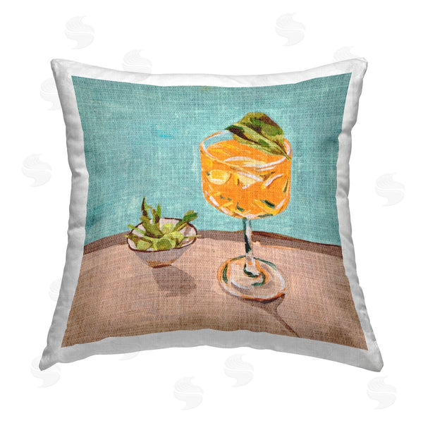 stupell industries Melissa Wang | Orange Cocktails Still Life Printed Throw Pillow