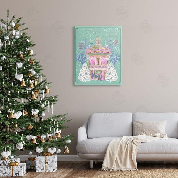 Stupell Industries Melissa Wang | Pink Ornate Christmas Building Wall Art