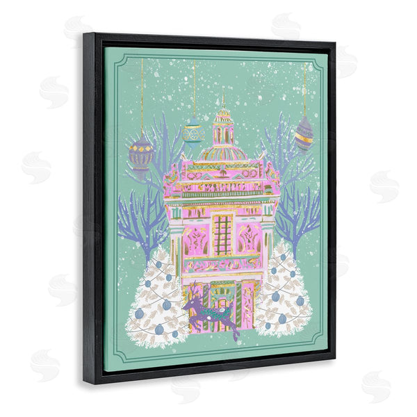 Stupell Industries Melissa Wang | Pink Ornate Christmas Building Wall Art