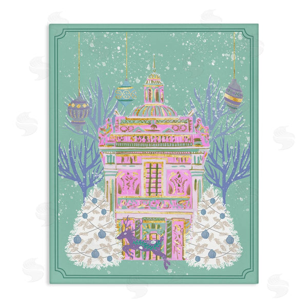 stupell industries Melissa Wang | Pink Ornate Christmas Building Wall Art