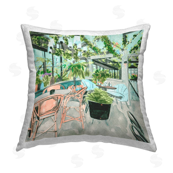 Stupell Industries Melissa Wang | Plant Filled Bistro Printed Throw Pillow