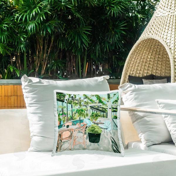 Stupell Industries Melissa Wang | Plant Filled Bistro Printed Throw Pillow