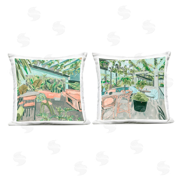 Stupell Industries Melissa Wang | Plant Filled Café Views Printed Throw Pillow Set