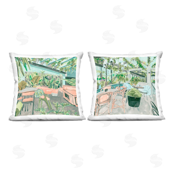 stupell industries Melissa Wang | Plant Filled Café Views Printed Throw Pillow Set