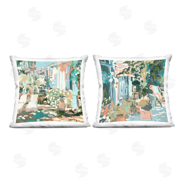 stupell industries Melissa Wang | Plants on Town Buildings Printed Throw Pillow Set