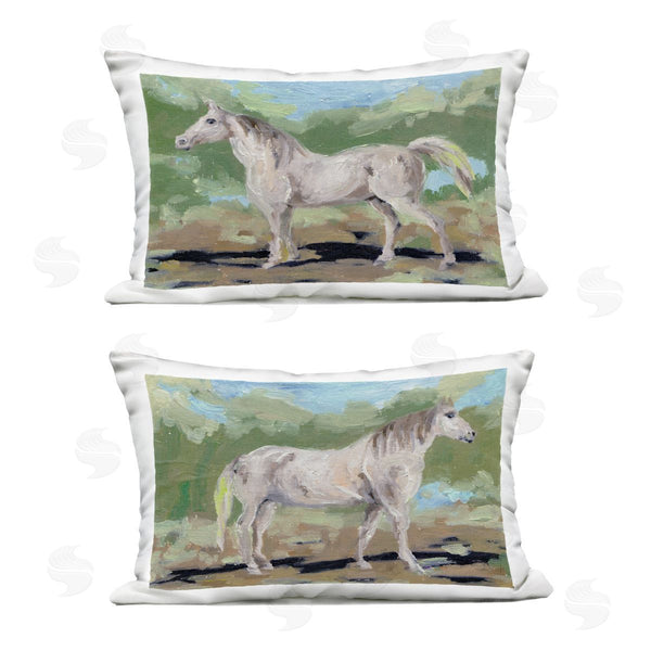 Stupell Industries Melissa Wang | Quiet Gallop White Horse Printed Throw Pillow Set
