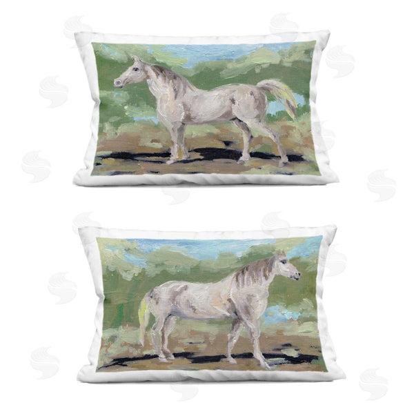 stupell industries Melissa Wang | Quiet Gallop White Horse Printed Throw Pillow Set