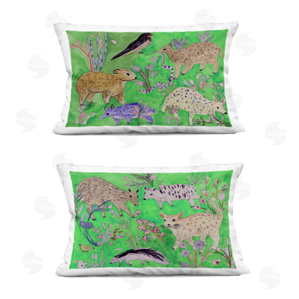 stupell industries Melissa Wang | Quirky Meadow Menagerie Animals Printed Throw Pillow Set