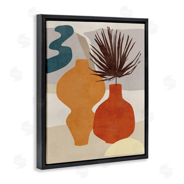 Stupell Industries Melissa Wang | Retro Decorated Vases Earth Tones Abstract Pottery Wall Art