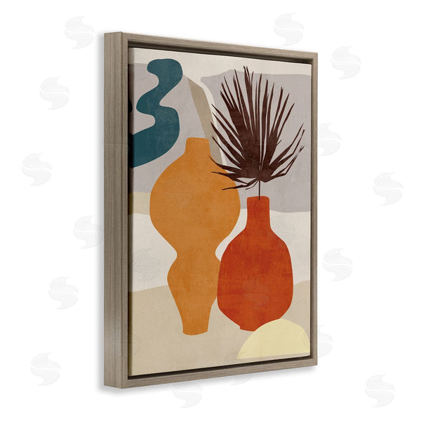 Stupell Industries Melissa Wang | Retro Decorated Vases Earth Tones Abstract Pottery Wall Art