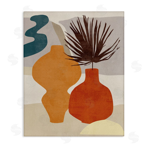 stupell industries Melissa Wang | Retro Decorated Vases Earth Tones Abstract Pottery Wall Art