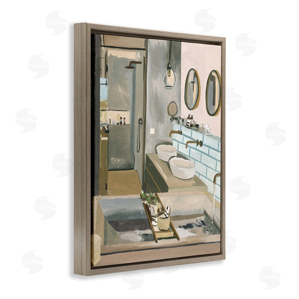 Stupell Industries Melissa Wang | Running Bath Bathroom Interior