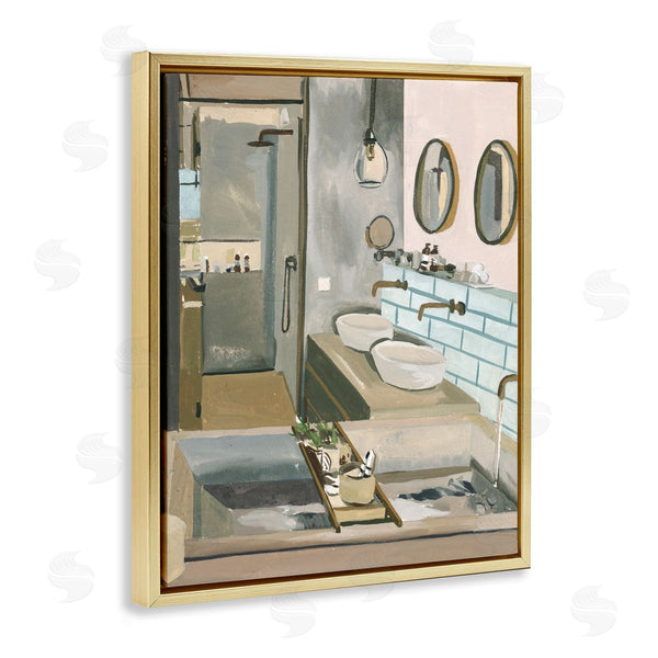 Stupell Industries Melissa Wang | Running Bath Bathroom Interior