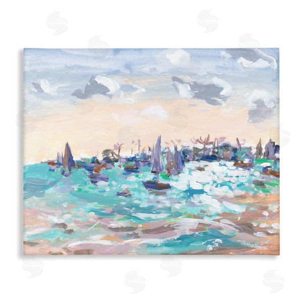 stupell industries Melissa Wang | Sailboats in Rushing Waves Wall Art