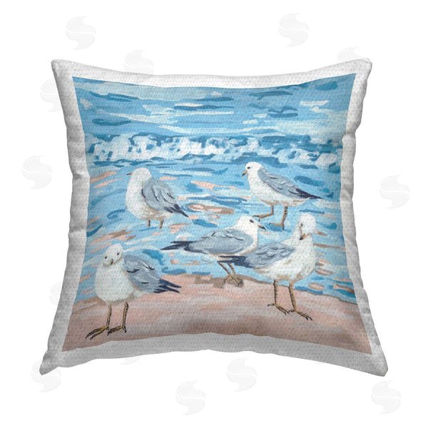 Stupell Industries Melissa Wang | Sandpipers Blue Beach Waves Printed Throw Pillow